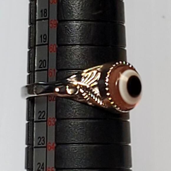 Silver Tone Ring Eyeball Shape Unsigned Sz 10 - Picture 2 of 5